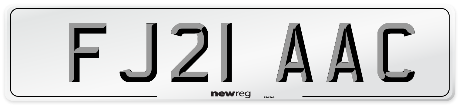 FJ21 AAC Number Plate from New Reg